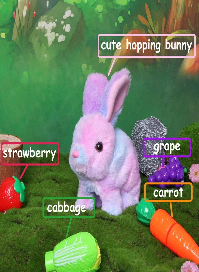 Easfan Walking Rabbit with Carrot nteractive Electronic Pet Plush Bunny Toy with Sounds and Movements Hoping Rabbit Ears Moving Educational Plush Toy Easter Birthday Gifts for Kids Girls, 7'',Rainbow - Image 4